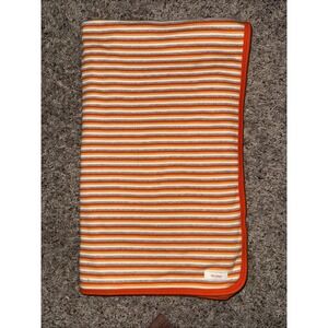 Vintage Old Navy 2001‎ Striped Baby Blanket Orange Gray 36x32